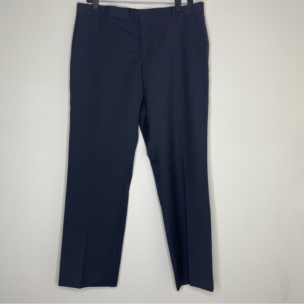 Burberry Authentic Grayish Blue striped Straight Leg Trouser Pants - Picture 4 of 16